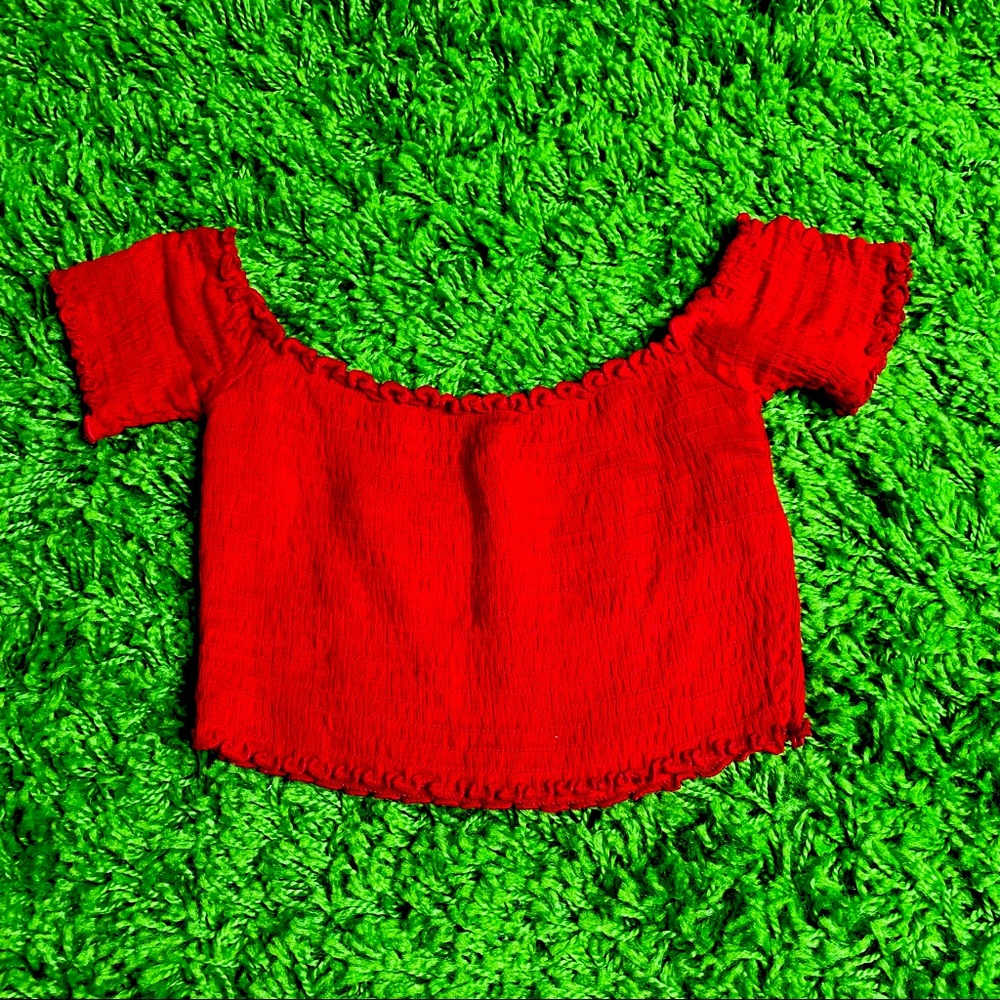 Red Smock Crop Top